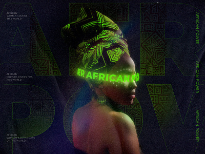 African woman 3D text ART 3dtext african africanpattern design grain idea illustration illustrator inspiration neon papper pattern rainbow text texture turban typographic typography vector wet