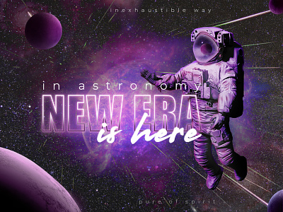 POSTER "NEW ERA IS HERE. GALAXY' astronaut cosmos design galactic galaxy illustration illustrator neon new era poster space telescope universe webb