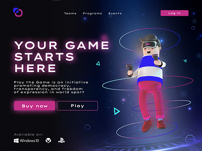 Main page UX&UI design of a gaming studio figma frame game gaming main page neon play players ui ux xbox