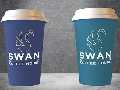 Swan Coffee Cups coffee coffee bag design flat icon illustration logo typography