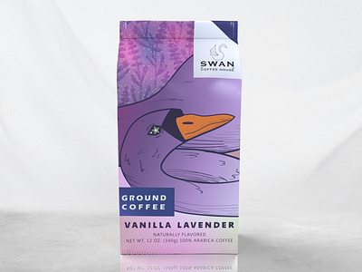 Vanilla Lavender Ground Coffee - Swan Coffee Product 3d art branding coffee coffee bag color concept creative design illustration logo product swan typography vector