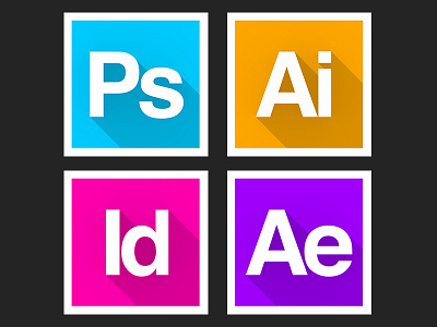 Long Shadow Adobe Icons adobe after effects icons illustrator indesign long shadow photoshop