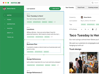 Stacks are Here! adobe xd dashboard modules note note taking notes photo gallery rearrange tacos
