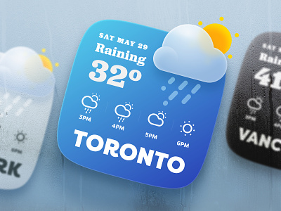 Weather Widget with Blurred Icon adobe xd blurred icon raining ui design weather weather icon weather widget widget