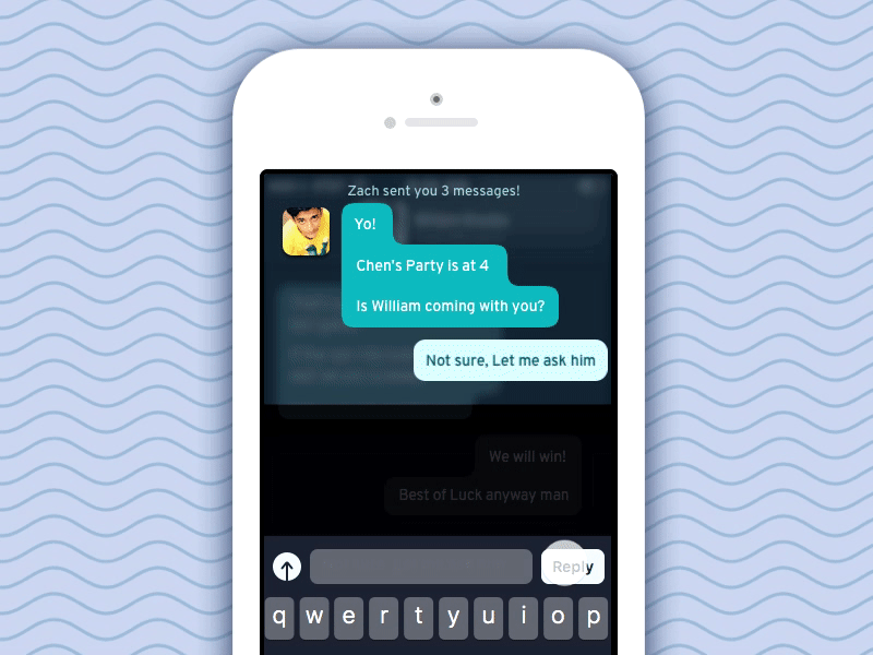 #3 Reply From Notification [Rethinking the Chat Interface] chat interface keyboard messaging mobile rethink ui ux