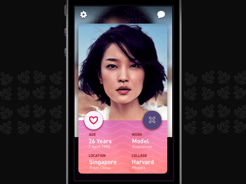 Profile view prototype animation app dating heart interaction ios like ui ux