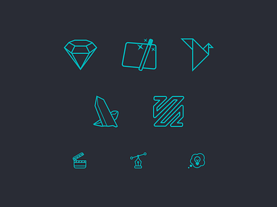 Icons for Blog action composer ffmpeg icons origami pen quartz sketch thought vector