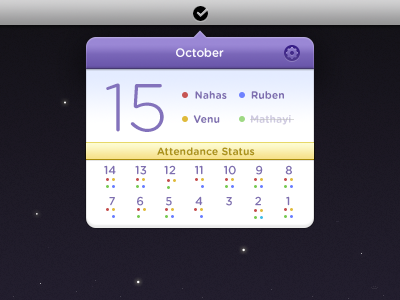 Attendance App app mac menubar ui