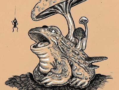 frog art character design creature design illustration ink