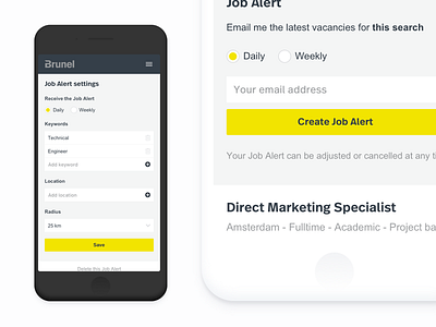 Brunel - Job Alert prototype iphone job alert mobile prototype ux