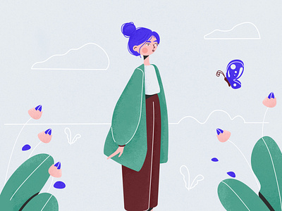 Admiring Butterfly character character design design flat flat character flat character design flatdesign illustration ui