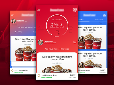 Rewards App app cards coffee gasoline ios mobile native rewards