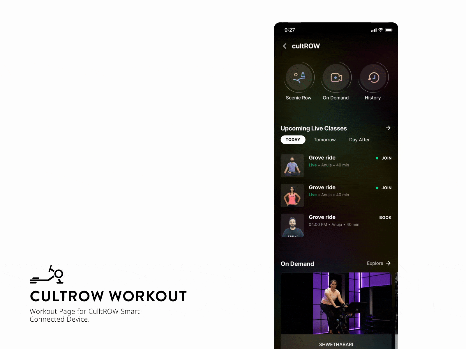 CultROW Workout Page ui ux
