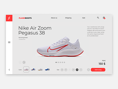 Design concept card FlashBoots Online-Shop ver.2 design minimal nike shoes online shop ui web