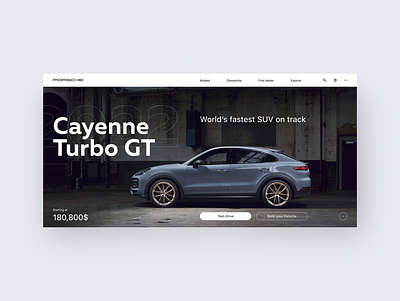 Porsche Cayenne web design concept auto autodealer car cayenne design landing porsche turbo ui web