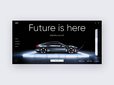 Audi e-tron GT web design concept #2 audi auto autodealer car design e tron electric landing ui web