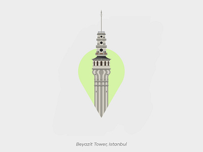 Pin Series: Istanbul beyazit building pin tower vector