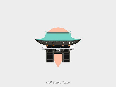 Pin Series: Tokyo japan meiji shrine monument pin tokyo vector