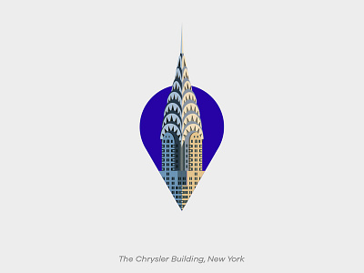 Pin Series: New York building chrysler monument new york pin united states usa vector