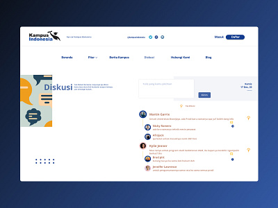 Discusion Page Website design discusion page illustration indonesia minimal typography ui ux website