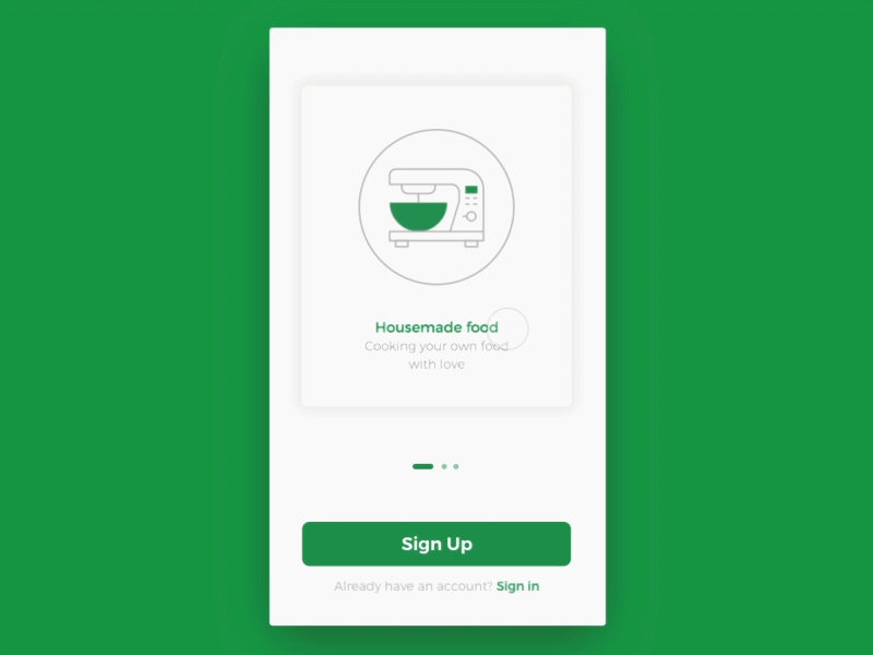 Onboarding & Sign Up app food material onboarding principle prototype sign up