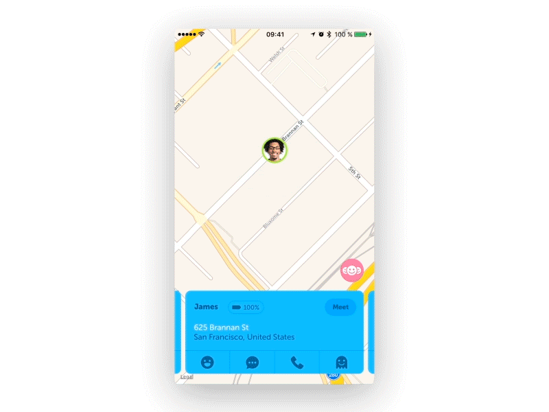 Zenly GO MODE - Meet Your Friend apple maps card citymapper distance flip friends interaction itinerary map meet route uber