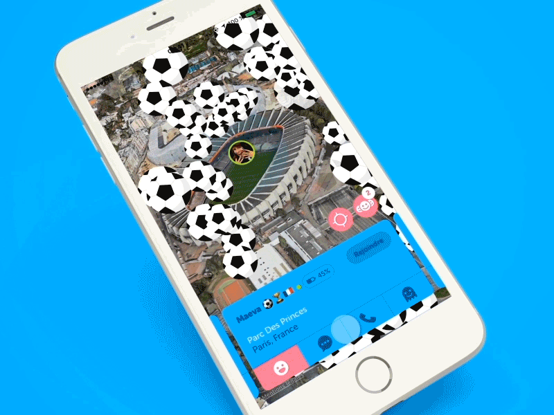 Zenly - Send and receive emojis particle gif animation mobile interface tracking app ios map soccer football emojis