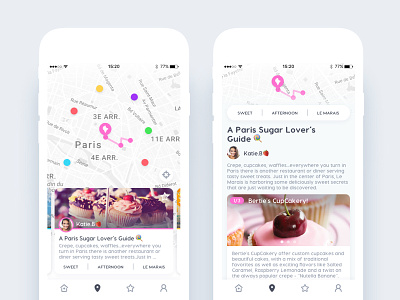 ⚡️ App ui design iOS ⚡️ app city cupcake design ios map paris route ui