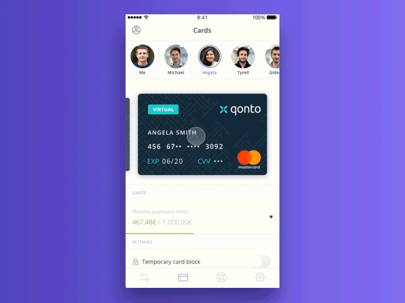 Qonto iOS app - Cards app banking card finance mastercard mobile qonto saas