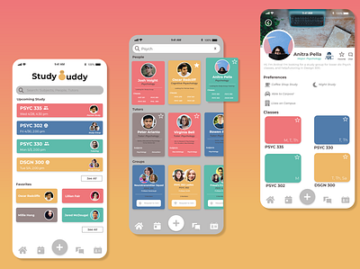 Study Buddy Search Flow app design design flat school study app ui ux