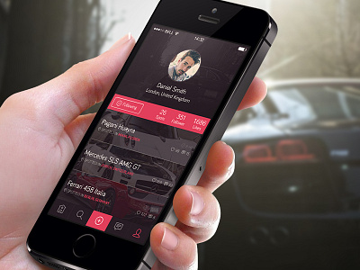 The Car Spotters App Design app auto car dark design flat interface ios iphone red spotters ui