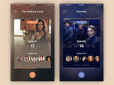 Series Episodes Counter app color hannibal iphone minimal series the walking dead tracking tv ui ux