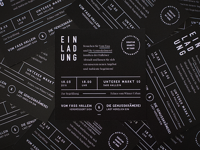 Die Genusskrämerei Invitations black branding flyer invitation print store typography white