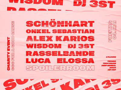 Spoilerroom #1 branding editorial electronic event gig graphic design layout music poster type typography