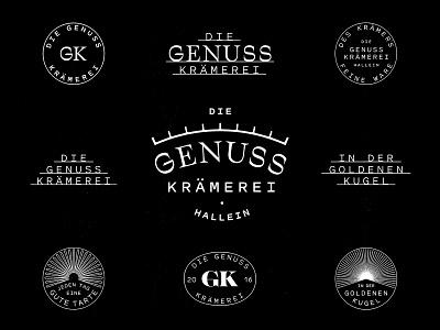 Die Genusskrämerei badge brand design branding graphic design logo marks stamp typography