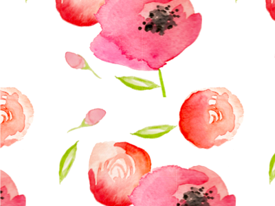 Poppy + Roses Pattern floral flowers pattern poppy roses watercolor