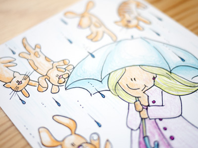 Wandering Poste: Postcard #003 custom illustration mail postcard rain