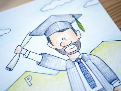 Danny Graduates: Postcard #007 graduation illustration postcard