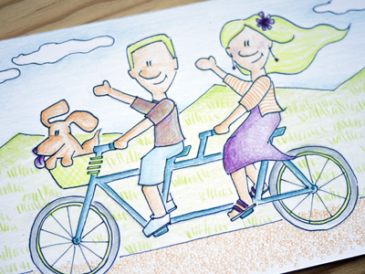 I want to ride my bicycle! bicycle postcard summer tandem