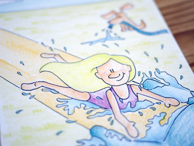 Slip n' Sliden' illustration postcard summer