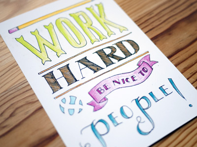 Work Hard... postcard sayings typography