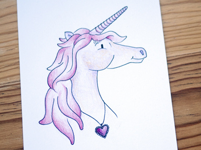 Miss Unicorn heart illustration postcard unicorn