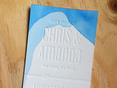 Save the Date - Close Up blind letterpress stationary watercolor wedding