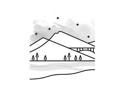 Little Donner Summit illustration line art logo mountains