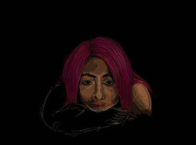 Ilaria human illustration pink hair portrait sadness sketch tears woman