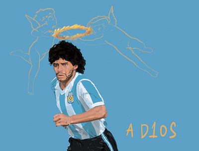 Maradona argentina gods illustration light blue maradona poster soccer