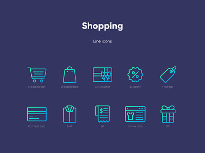 Shopping Icons design gradient icon iconography shopping style ui