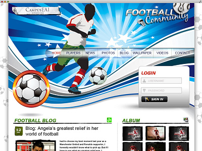 Football Community Page blog design football landing page skeuomorphic ui ux visual design