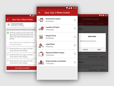 Checklist feature in Magicbricks Android App android buy property checklist magicbricks mobile app real estate site visit ui ux design