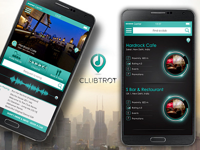 Clubtrot Android App android dining app dining restaurant search music app table booking app ui ux design